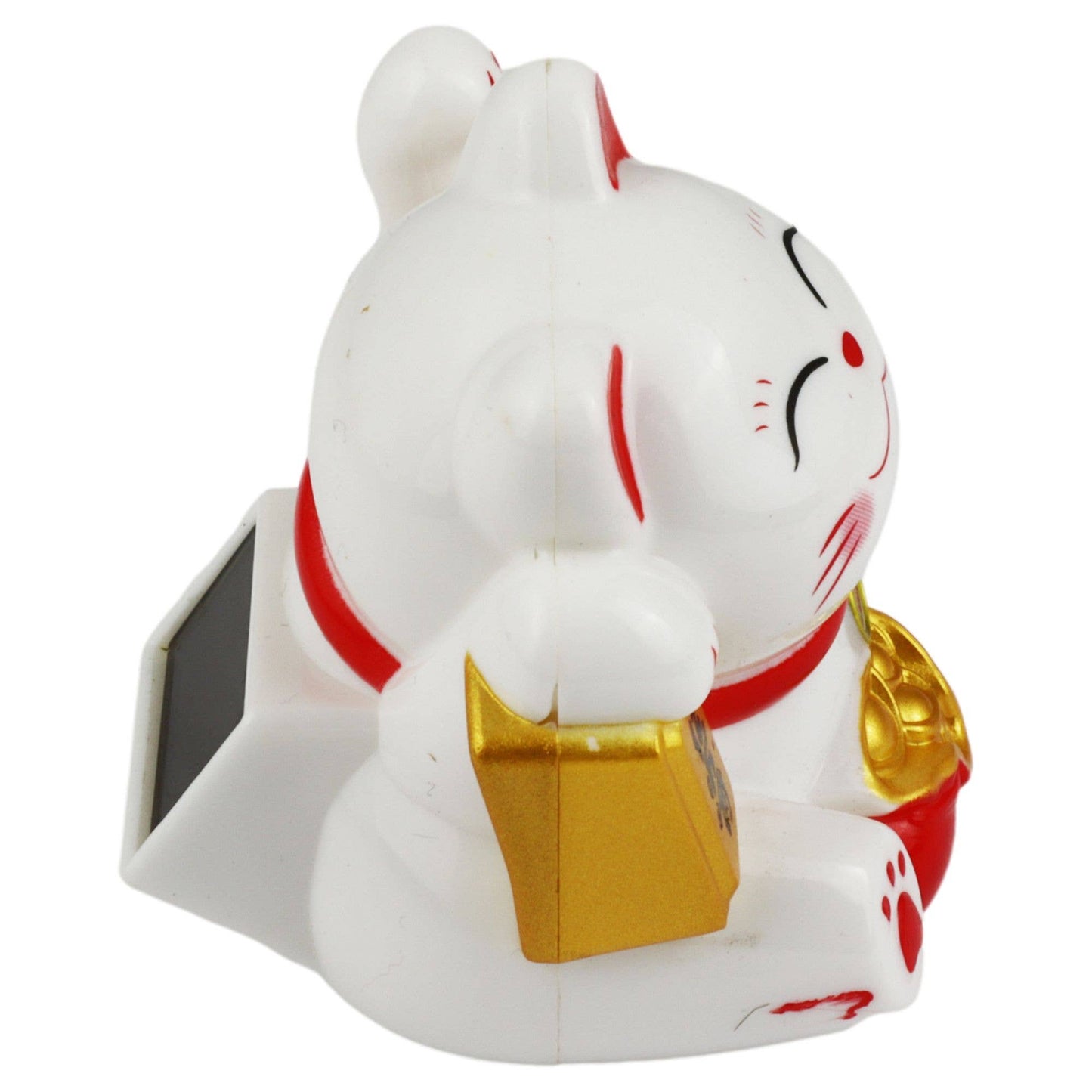 Glückskatze Mini Maneki-neko Kostbarkeit weiß Solar 5cm