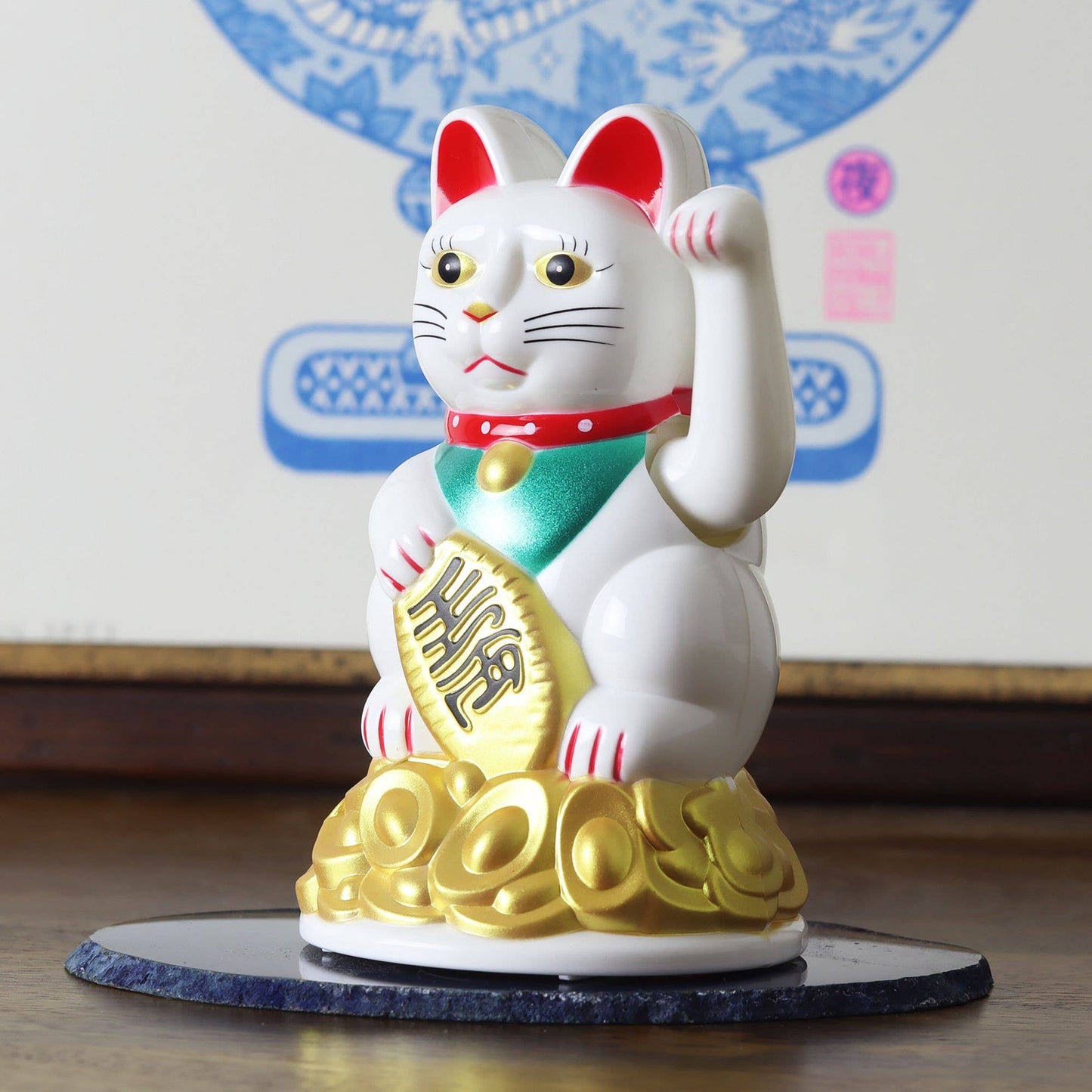 Glückskatze Maneki-neko Winkekatze 11cm weiß