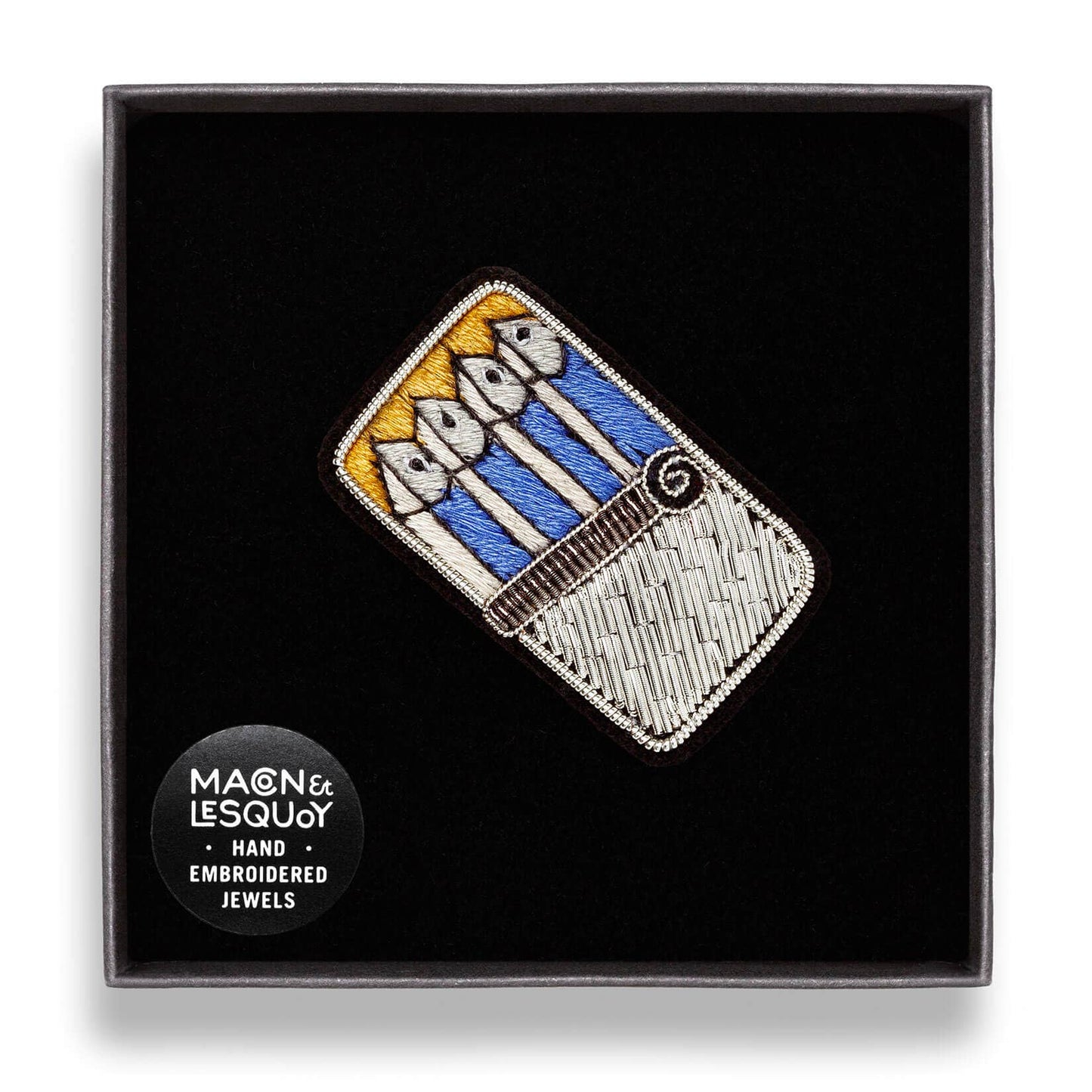 Brosche - Dose mit Sardinen