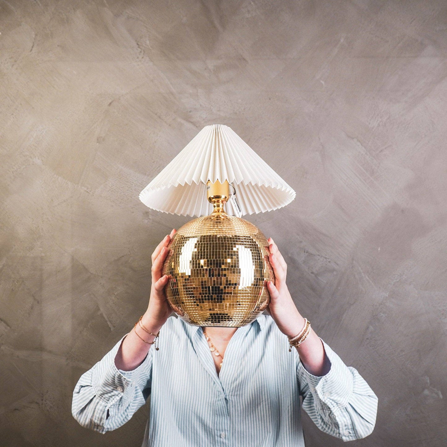 Lampe - Tischlampe Discokugel - Glas - Gold - 20x20x20cm