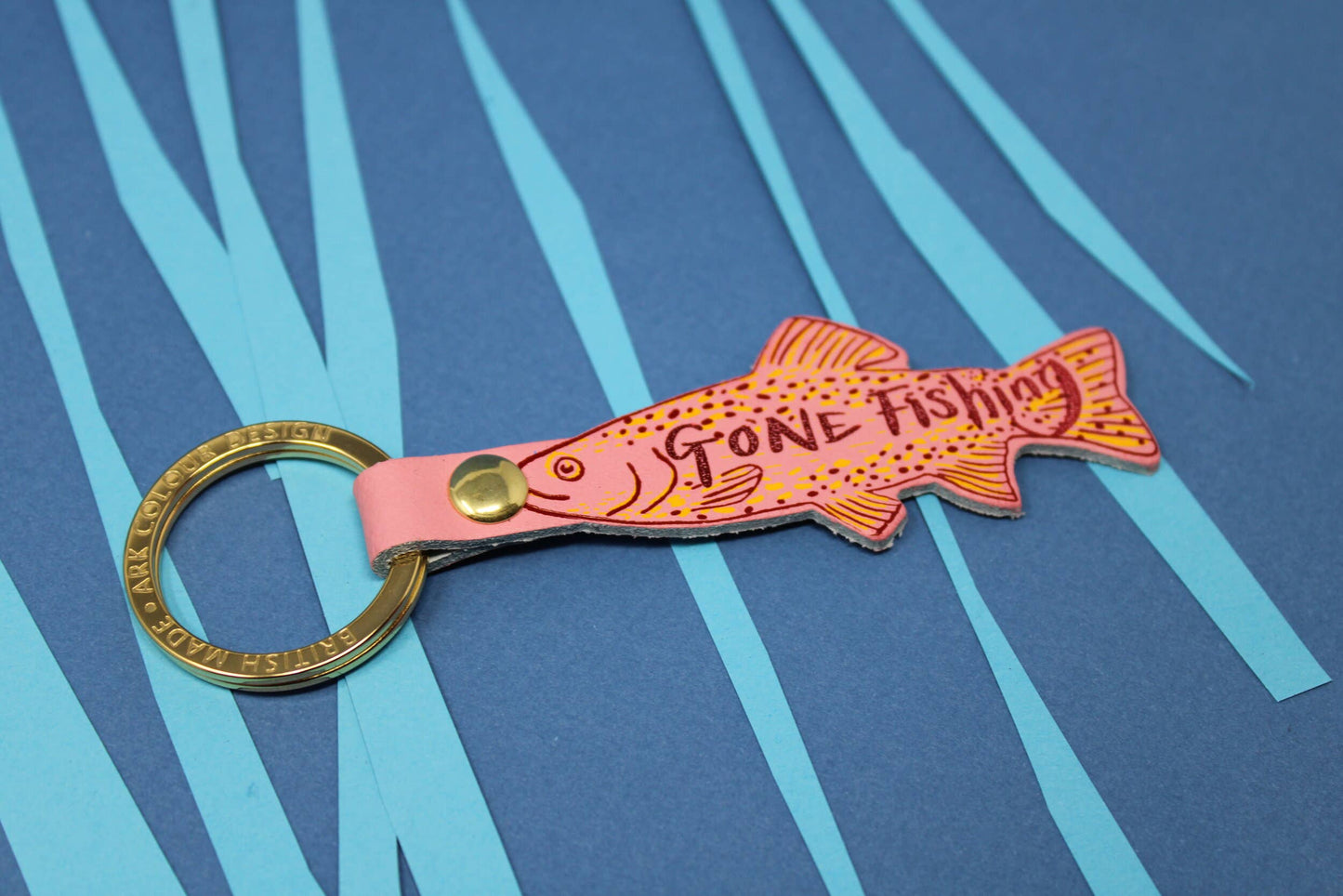 Gone Fishing Schlüsselanhänger aus Leder