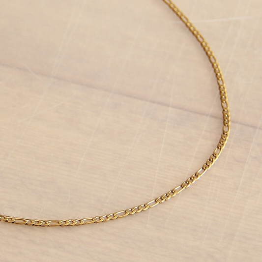 Stainless Steel Chain Necklace 3mm With Round Lock - Gold
